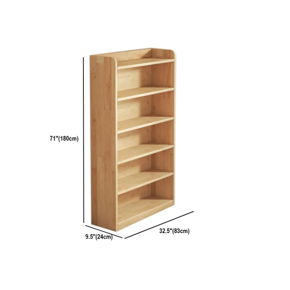 Rustic Natural Finish Adjustable Shelves Wood Bookcase Image - 56