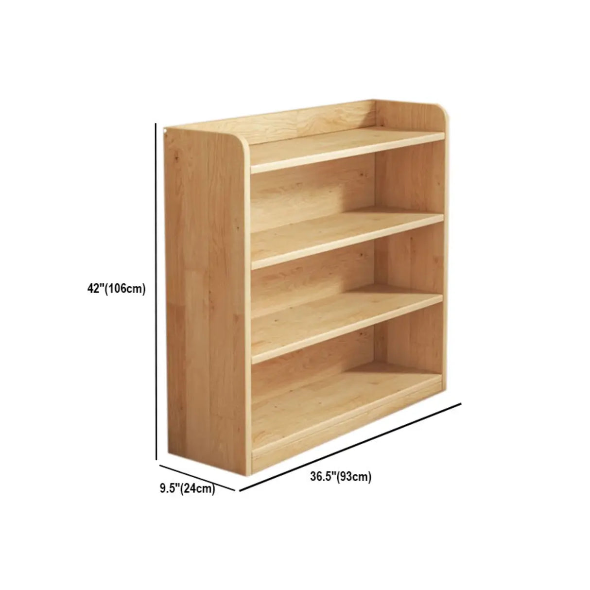 Rustic Natural Finish Adjustable Shelves Wood Bookcase Image - 57