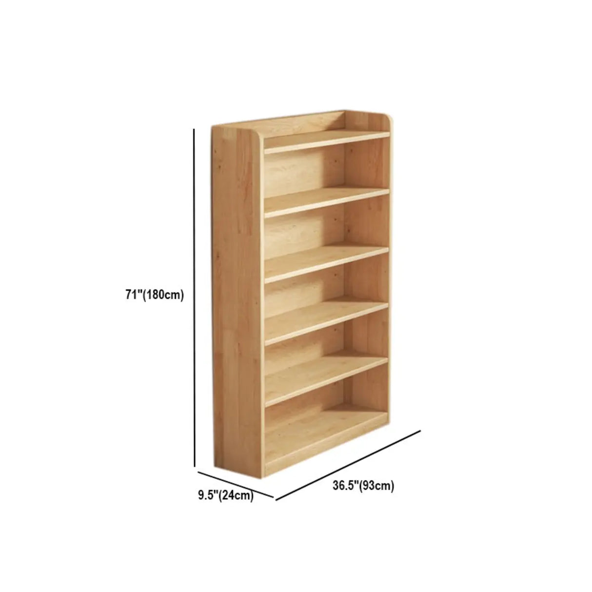 Rustic Natural Finish Adjustable Shelves Wood Bookcase Image - 58