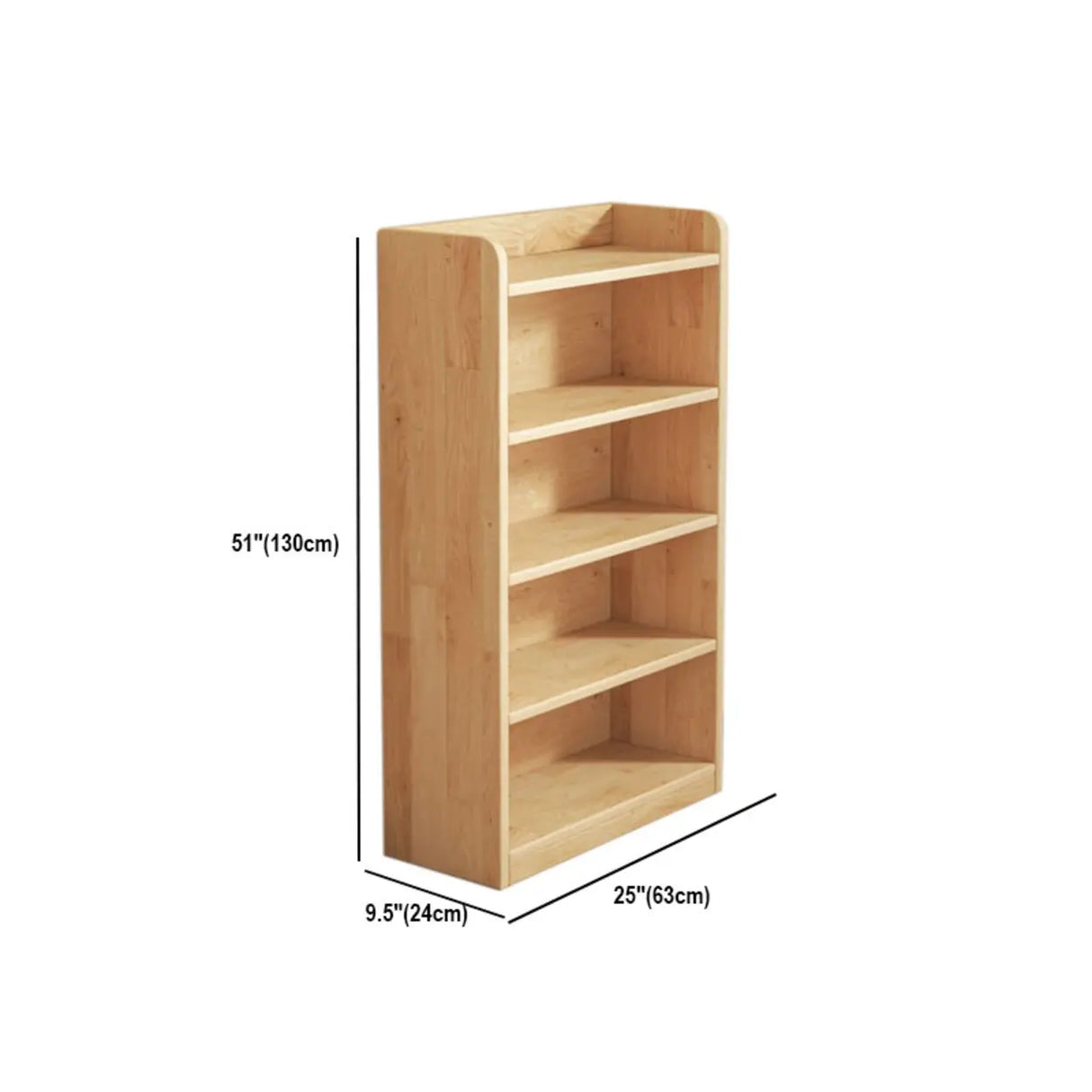 Rustic Natural Finish Adjustable Shelves Wood Bookcase Image - 60