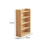 Rustic Natural Finish Adjustable Shelves Wood Bookcase Image - 60