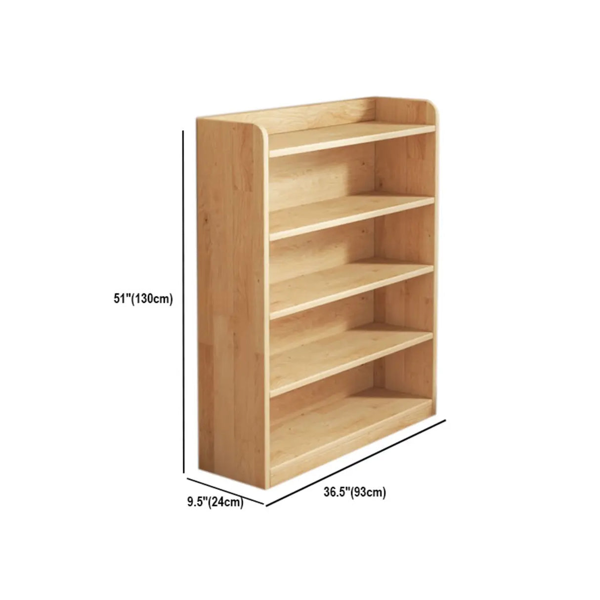 Rustic Natural Finish Adjustable Shelves Wood Bookcase Image - 61