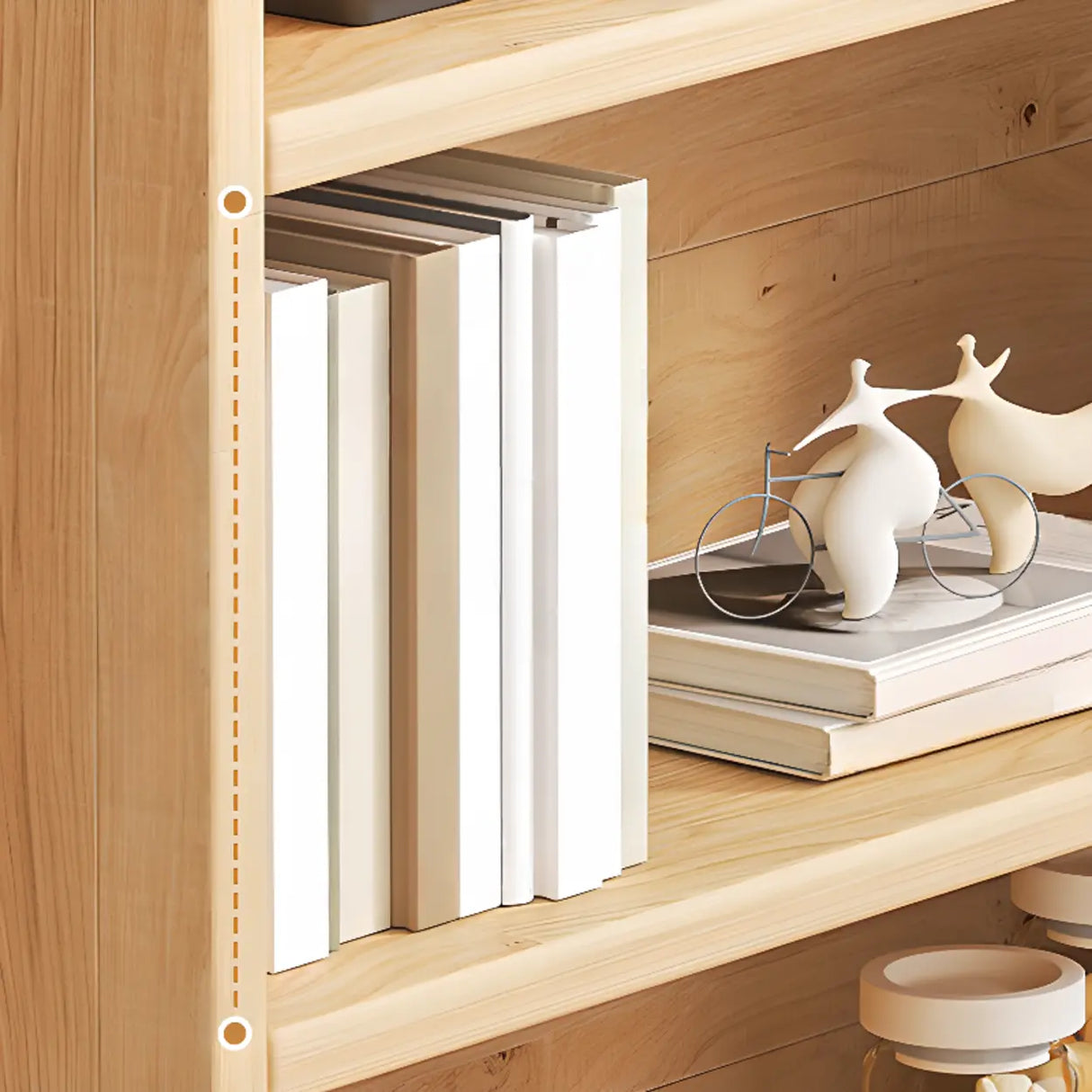 Rustic Natural Finish Adjustable Shelves Wood Bookcase Image - 7