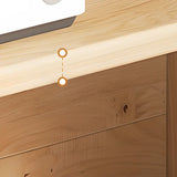 Rustic Natural Finish Adjustable Shelves Wood Bookcase Image - 9