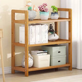 Rustic Natural Finish Bamboo Multi-Layer Bookshelf Image - 10