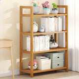 Rustic Natural Finish Bamboo Multi-Layer Bookshelf Image - 13