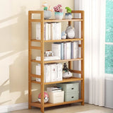 Rustic Natural Finish Bamboo Multi-Layer Bookshelf Image - 17
