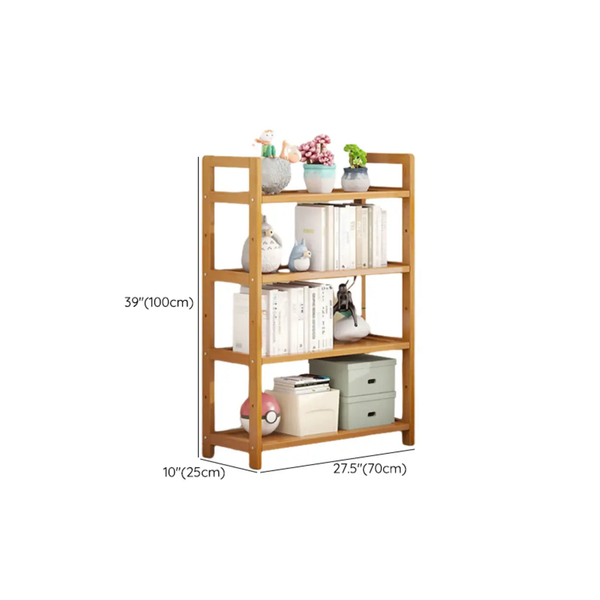 Rustic Natural Finish Bamboo Multi-Layer Bookshelf 