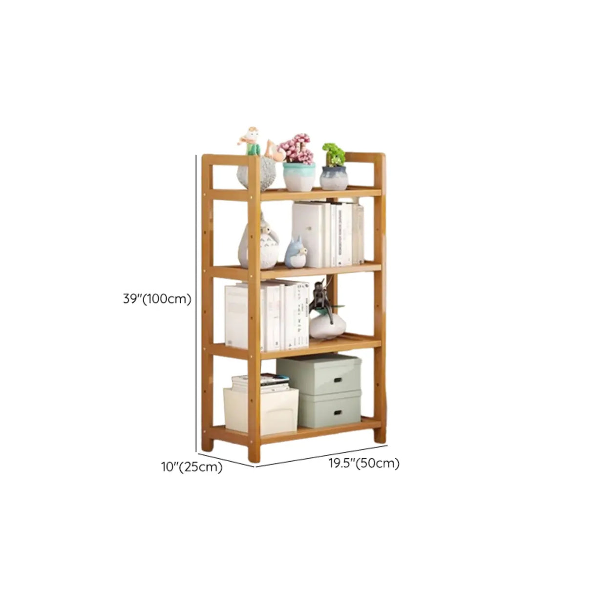 Rustic Natural Finish Bamboo Multi-Layer Bookshelf Image - 19