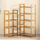Rustic Natural Finish Bamboo Multi-Layer Bookshelf Image - 1