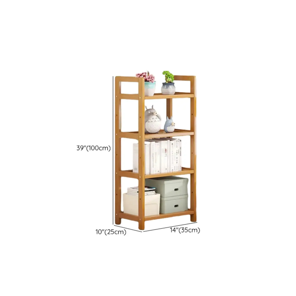 Rustic Natural Finish Bamboo Multi-Layer Bookshelf Image - 20