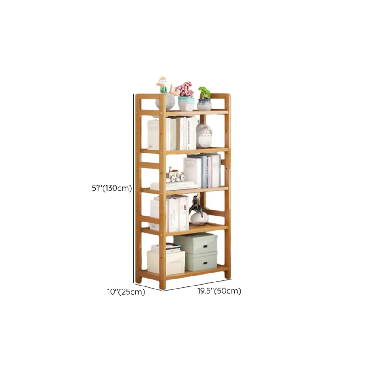 Rustic Natural Finish Bamboo Multi-Layer Bookshelf Image - 21
