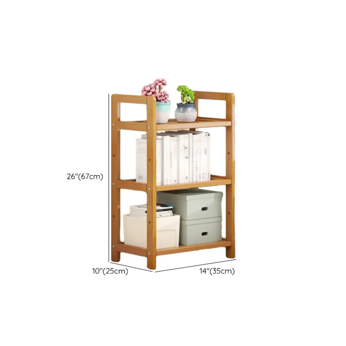 Rustic Natural Finish Bamboo Multi-Layer Bookshelf Image - 22