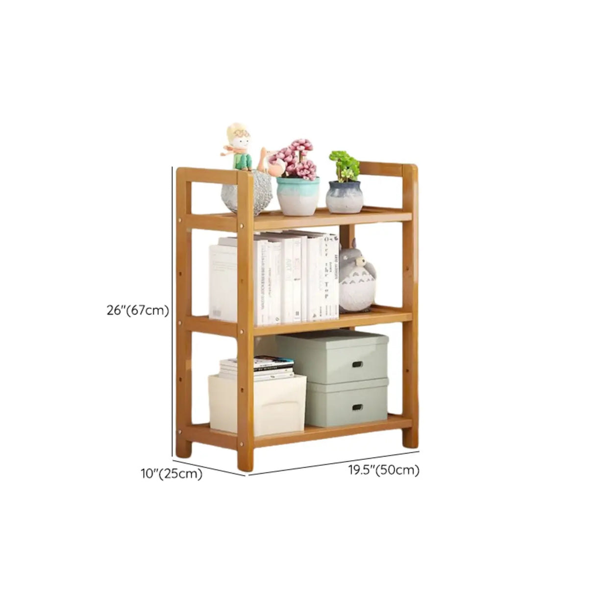 Rustic Natural Finish Bamboo Multi-Layer Bookshelf Image - 23