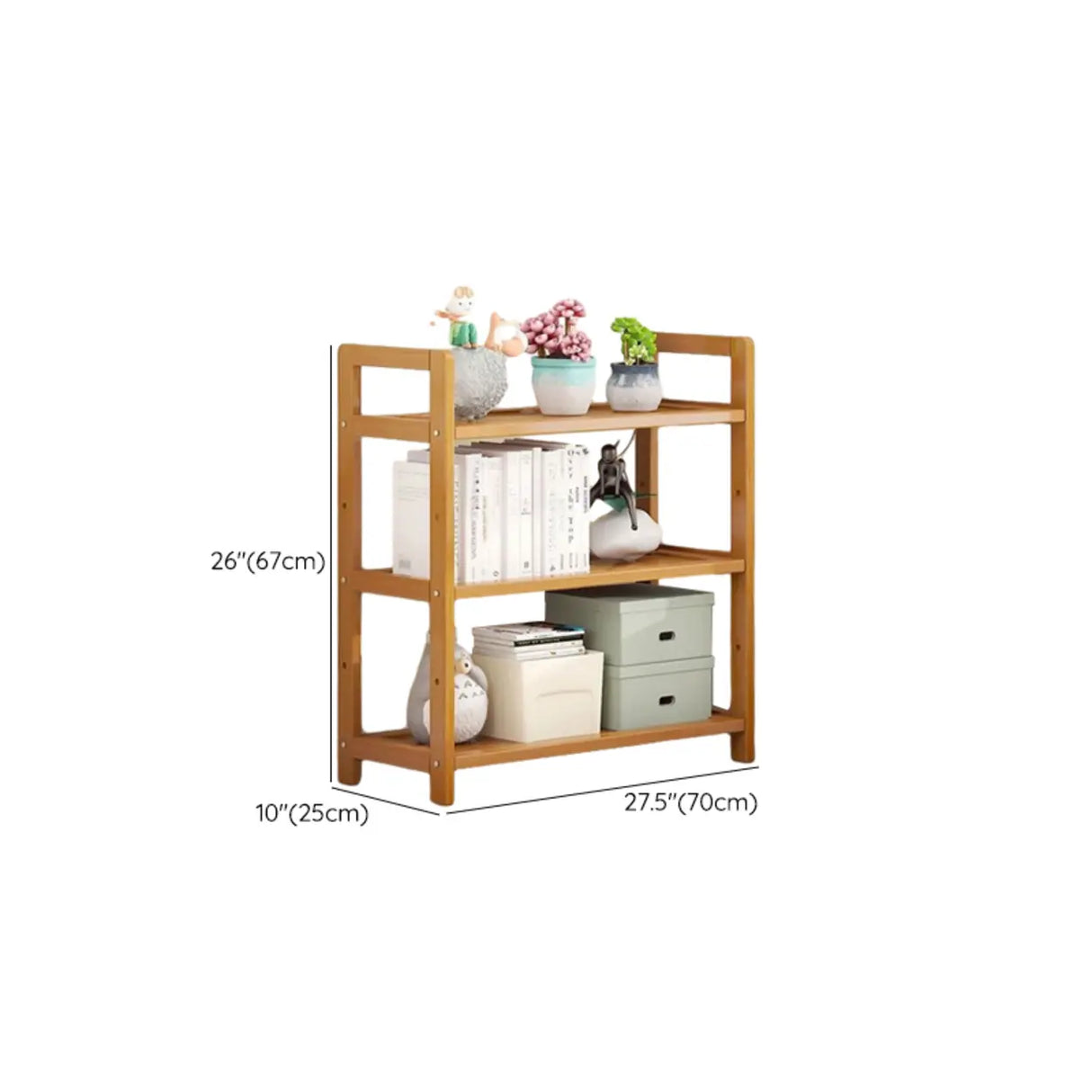 Rustic Natural Finish Bamboo Multi-Layer Bookshelf Image - 24