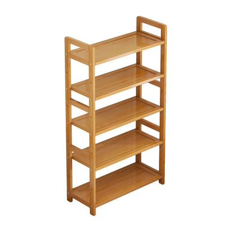 Rustic Natural Finish Bamboo Multi-Layer Bookshelf Image - 2
