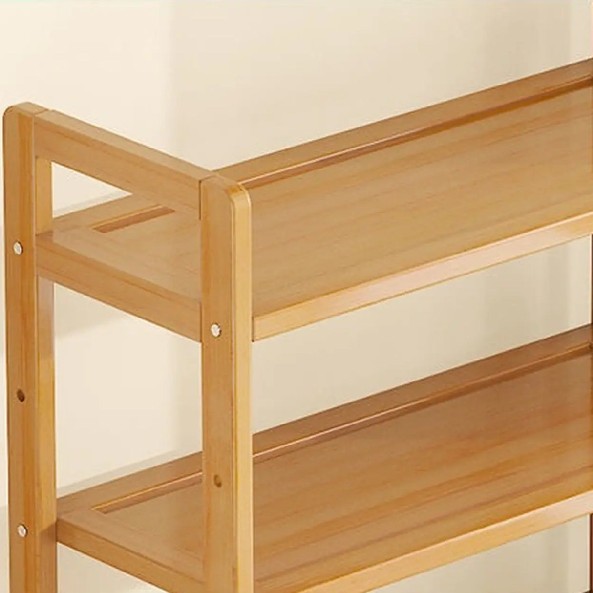 Rustic Natural Finish Bamboo Multi-Layer Bookshelf Image - 3