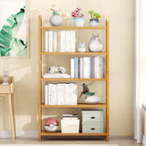 Rustic Natural Finish Bamboo Multi-Layer Bookshelf Image - 4