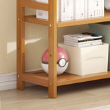 Rustic Natural Finish Bamboo Multi-Layer Bookshelf Image - 5