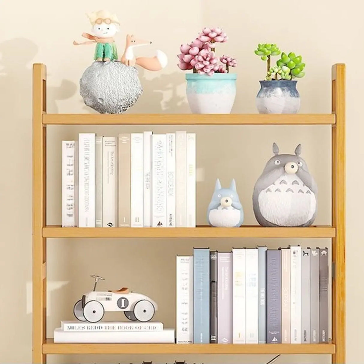 Rustic Natural Finish Bamboo Multi-Layer Bookshelf Image - 6