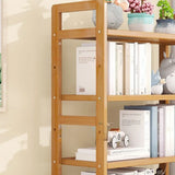Rustic Natural Finish Bamboo Multi-Layer Bookshelf Image - 8