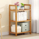 Rustic Natural Finish Bamboo Multi-Layer Bookshelf Image - 9