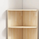 Rustic Natural Finish Triangle Vertical Corner Bookcase Image - 8