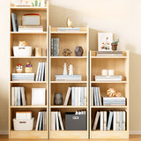 Rustic Natural Finish Vertical Wooden Storage Bookcase Image - 1
