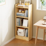 Rustic Natural Finish Vertical Wooden Storage Bookcase Image - 3