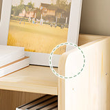 Rustic Natural Finish Vertical Wooden Storage Bookcase Image - 7