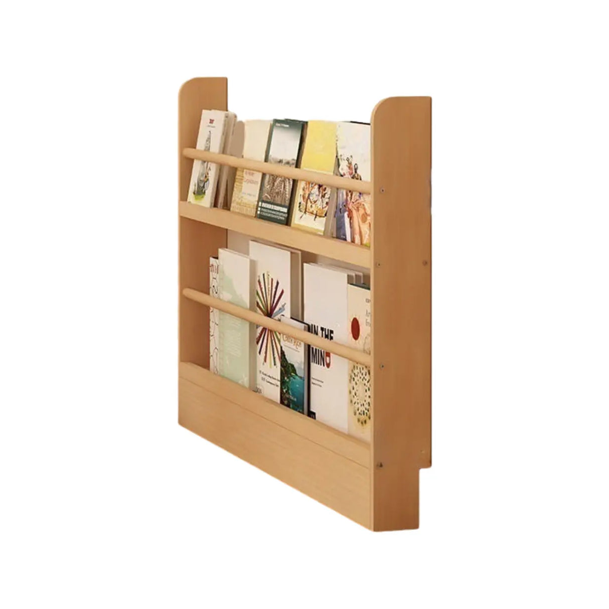 Rustic Natural Finish Wood Vertical Standard Bookcase Image - 10