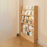 Rustic Natural Finish Wood Vertical Standard Bookcase Image - 11