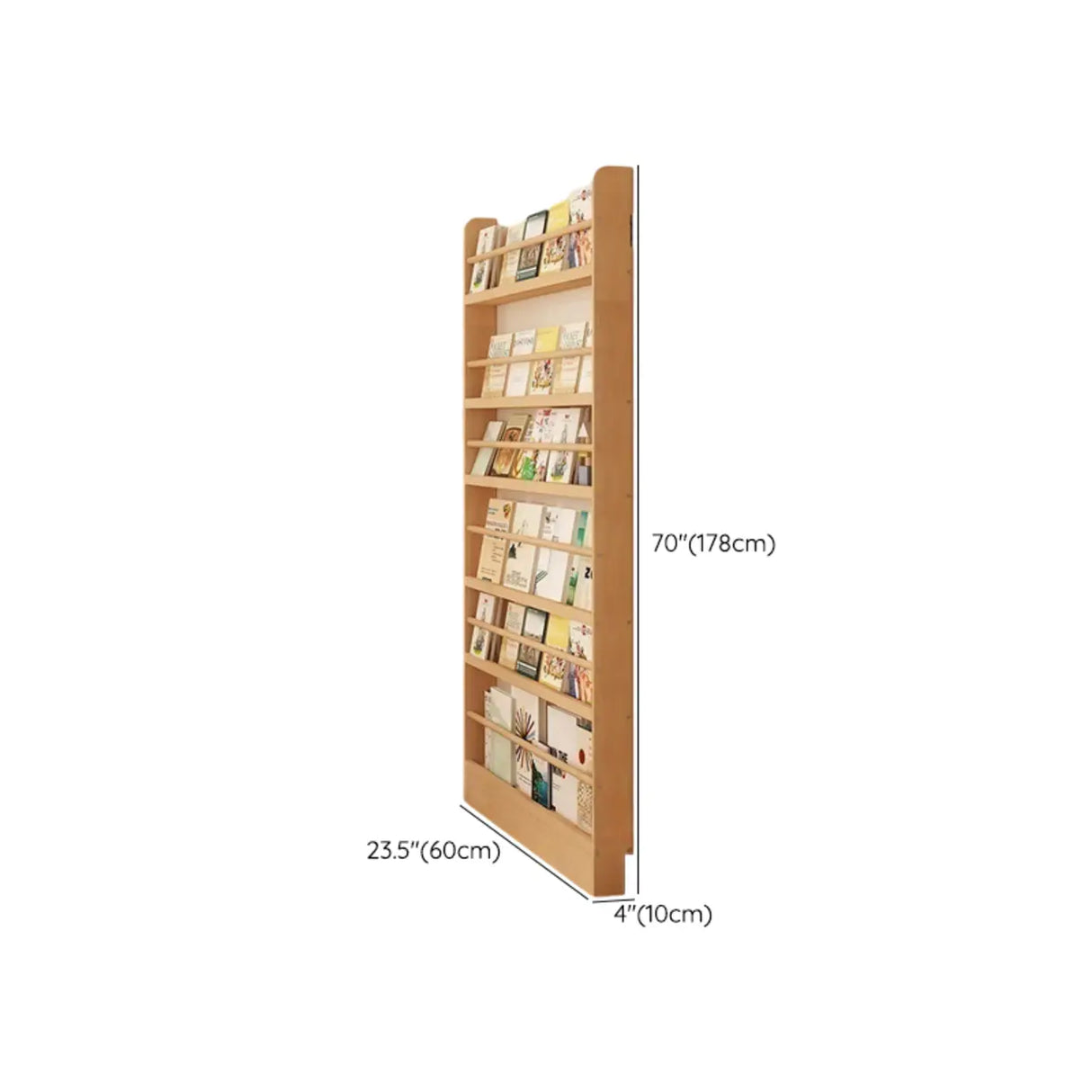 Rustic Natural Finish Wood Vertical Standard Bookcase Image - 30