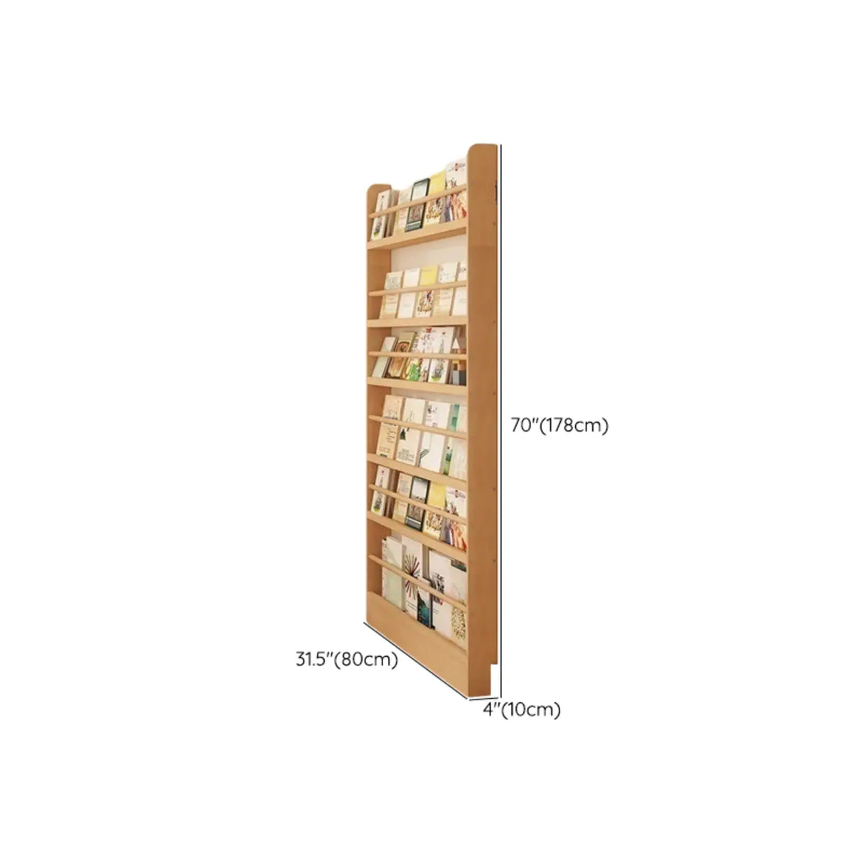 Rustic Natural Finish Wood Vertical Standard Bookcase Image - 31