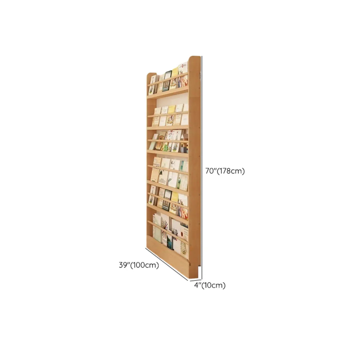Rustic Natural Finish Wood Vertical Standard Bookcase Image - 32