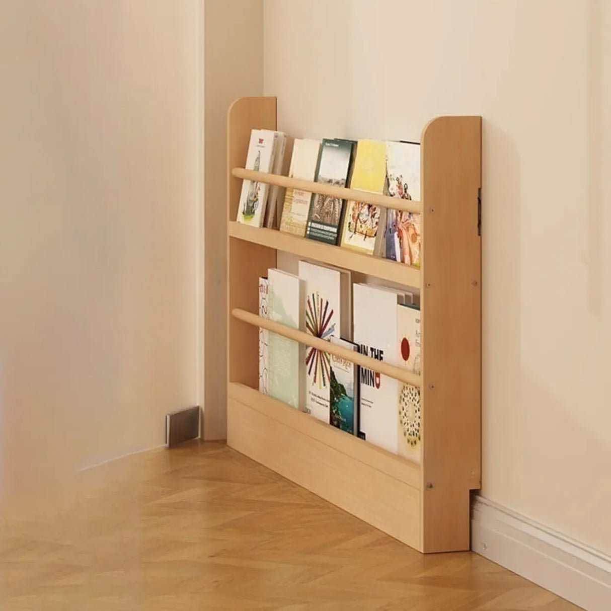 Rustic Natural Finish Wood Vertical Standard Bookcase Image - 2