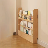 Rustic Natural Finish Wood Vertical Standard Bookcase Image - 2
