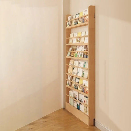 Rustic Natural Finish Wood Vertical Standard Bookcase Image - 20