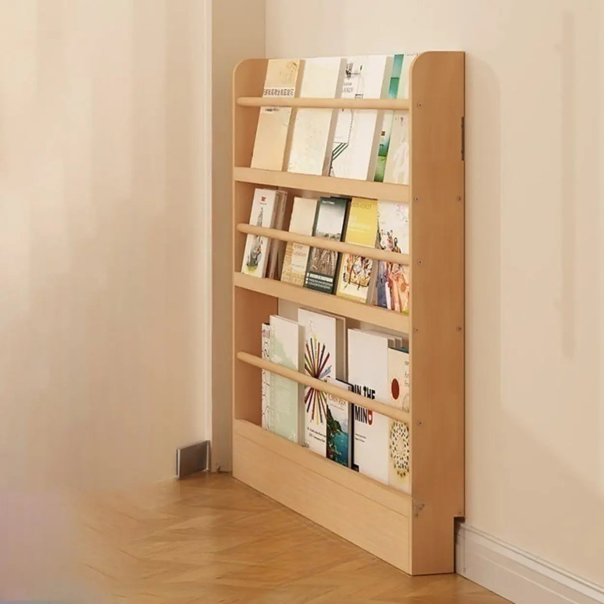 Rustic Natural Finish Wood Vertical Standard Bookcase Image - 3