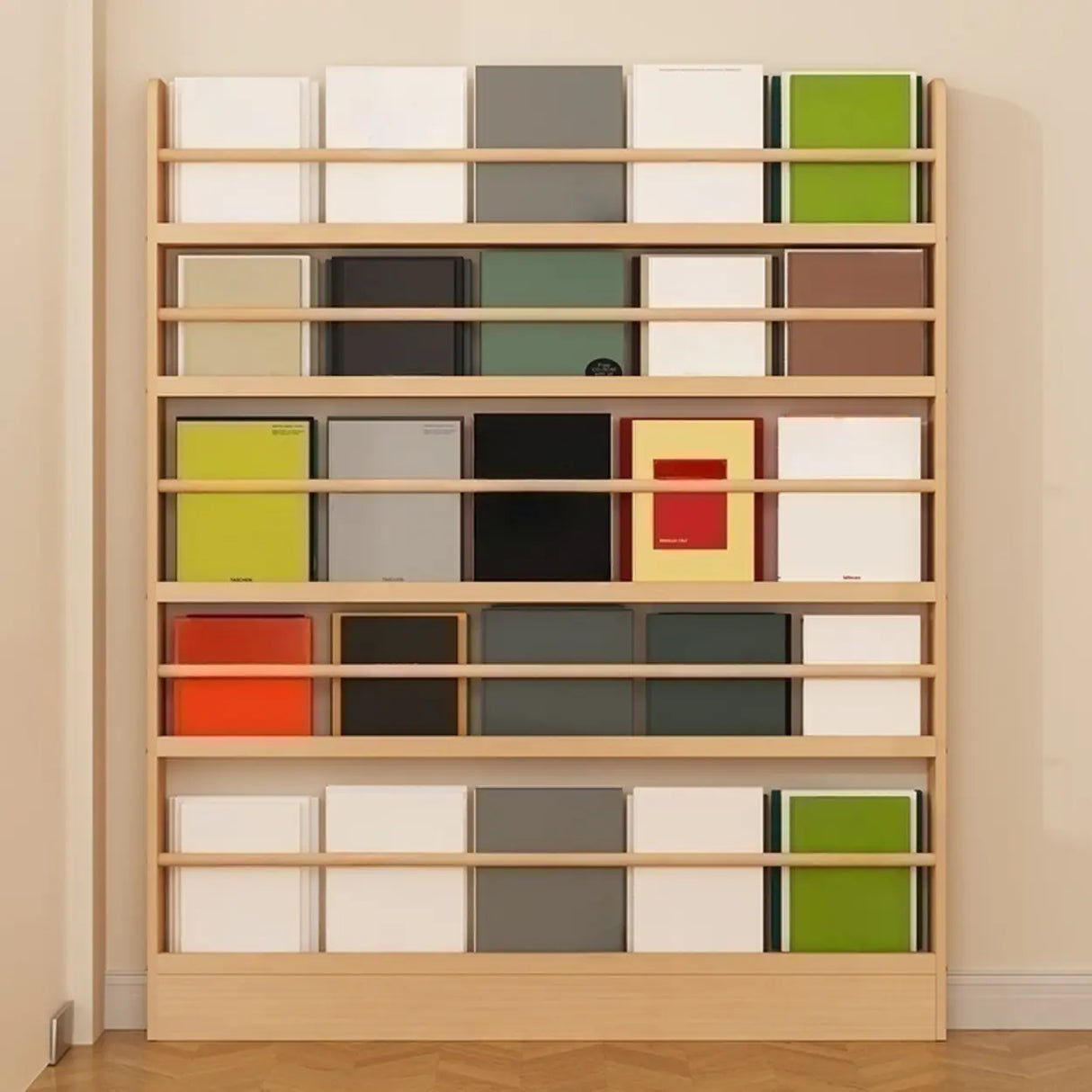 Rustic Natural Finish Wood Vertical Standard Bookcase Image - 5