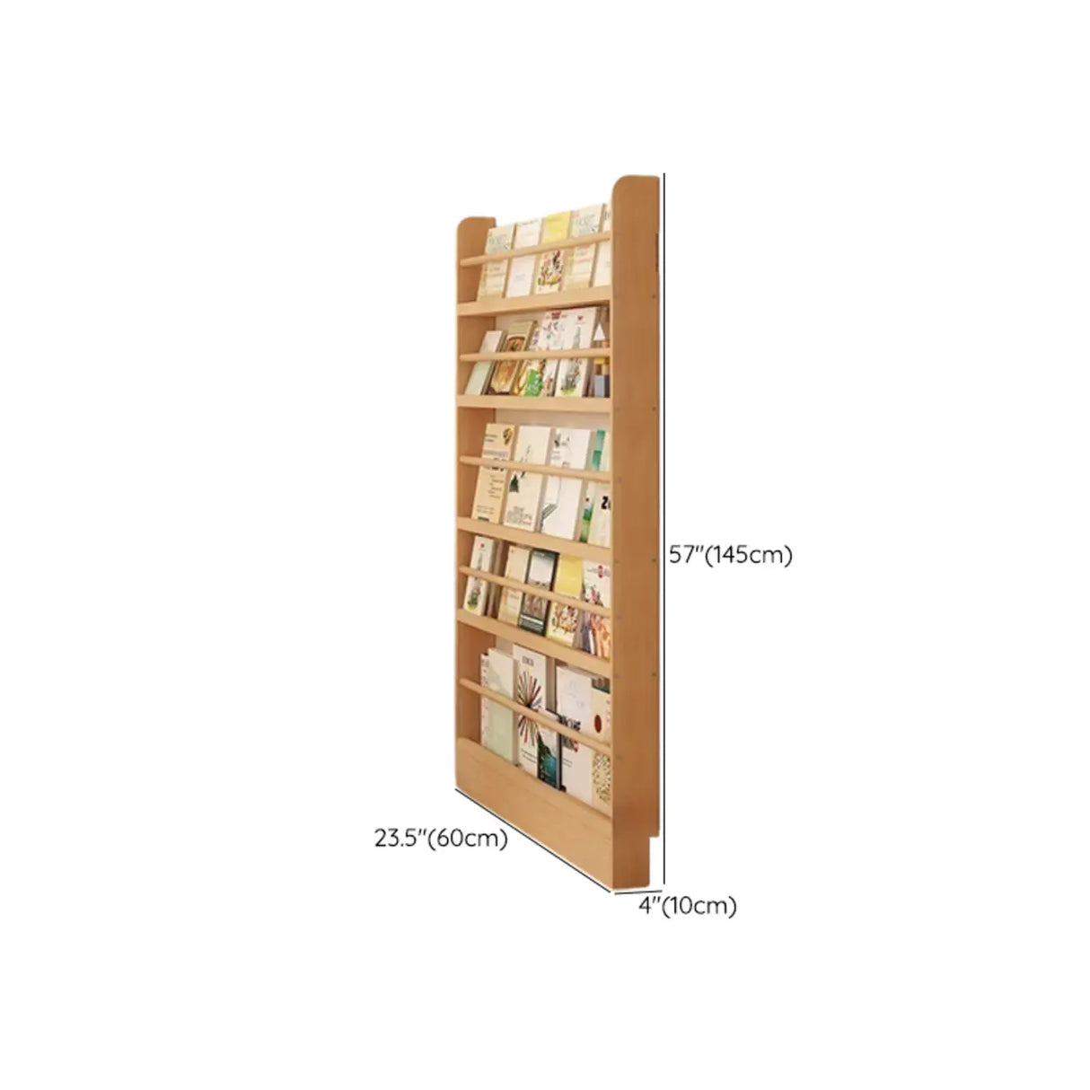 Rustic Natural Finish Wood Vertical Standard Bookcase Image - 23