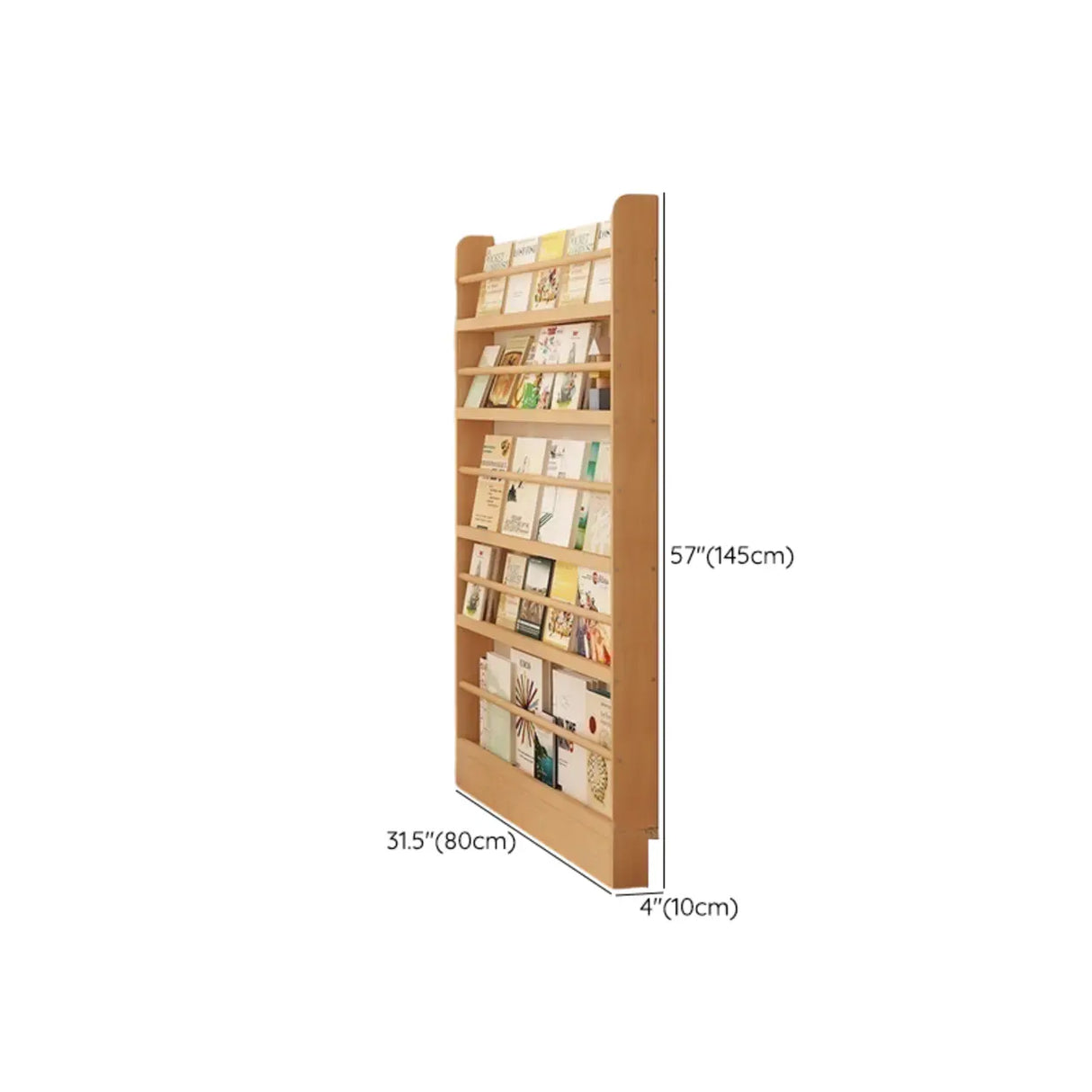 Rustic Natural Finish Wood Vertical Standard Bookcase Image - 24