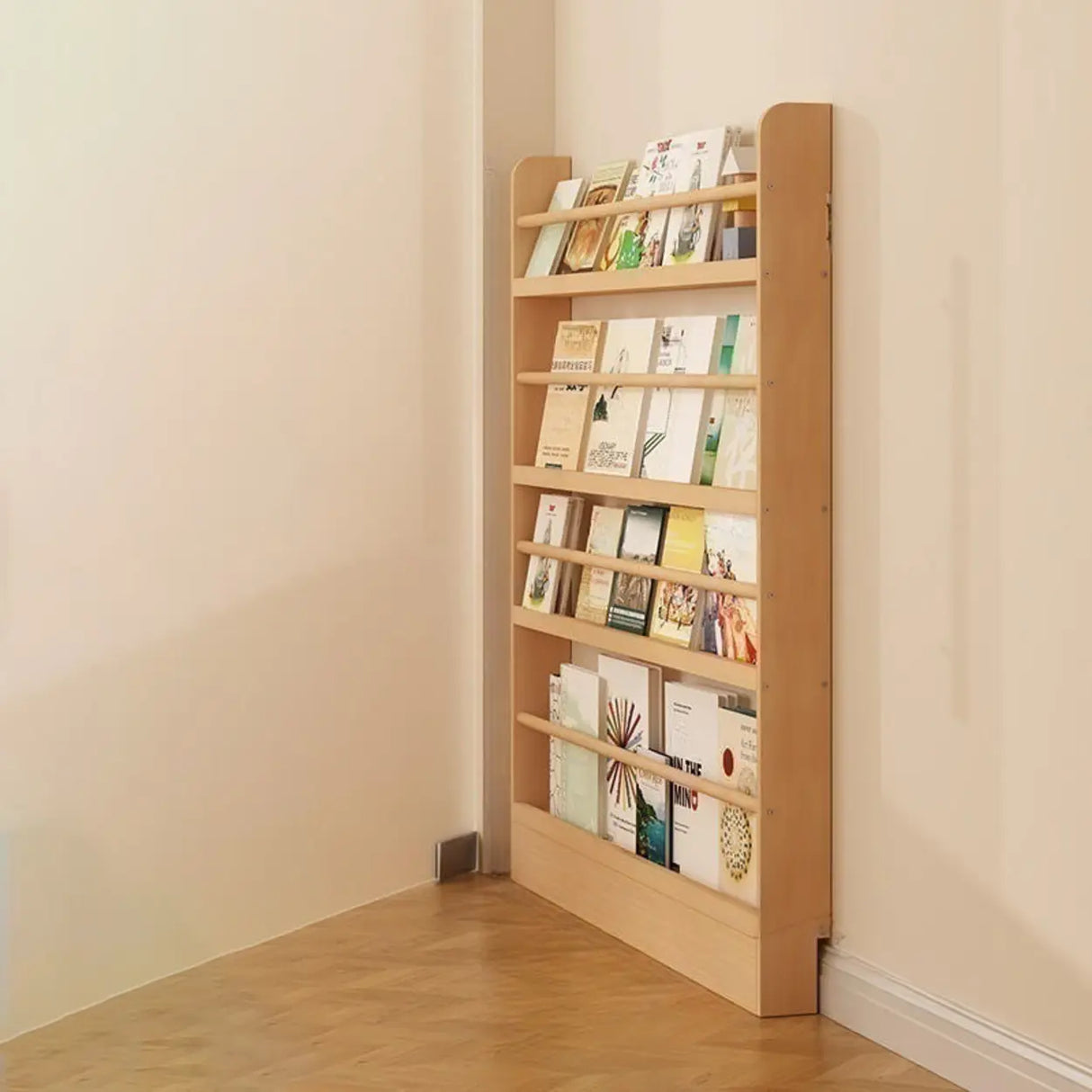 Rustic Natural Finish Wood Vertical Standard Bookcase Image - 9