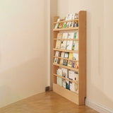 Rustic Natural Finish Wood Vertical Standard Bookcase Image - 9