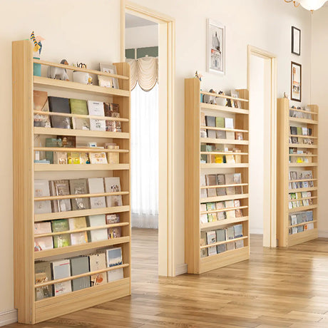 Rustic Natural Finish Wooden Large Storage Bookcase Image - 1