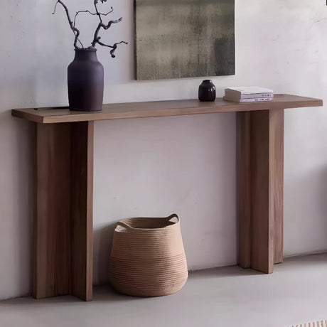 Rustic Natural Rectangular Wood Entryway Console Table Image - 2