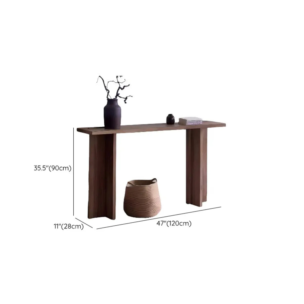 Rustic Natural Rectangular Wood Entryway Console Table 