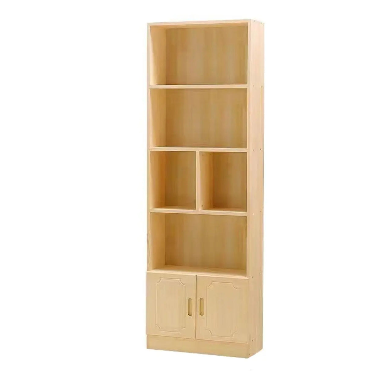 Rustic Natural Wood Vertical Pine Barrister Bookcases Image - 11