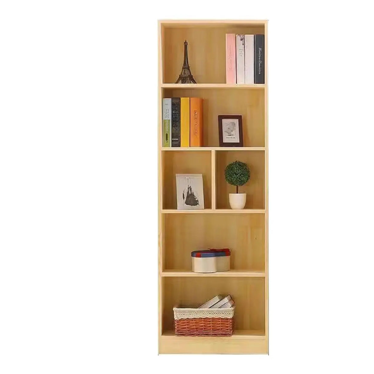 Rustic Natural Wood Vertical Pine Barrister Bookcases Image - 6