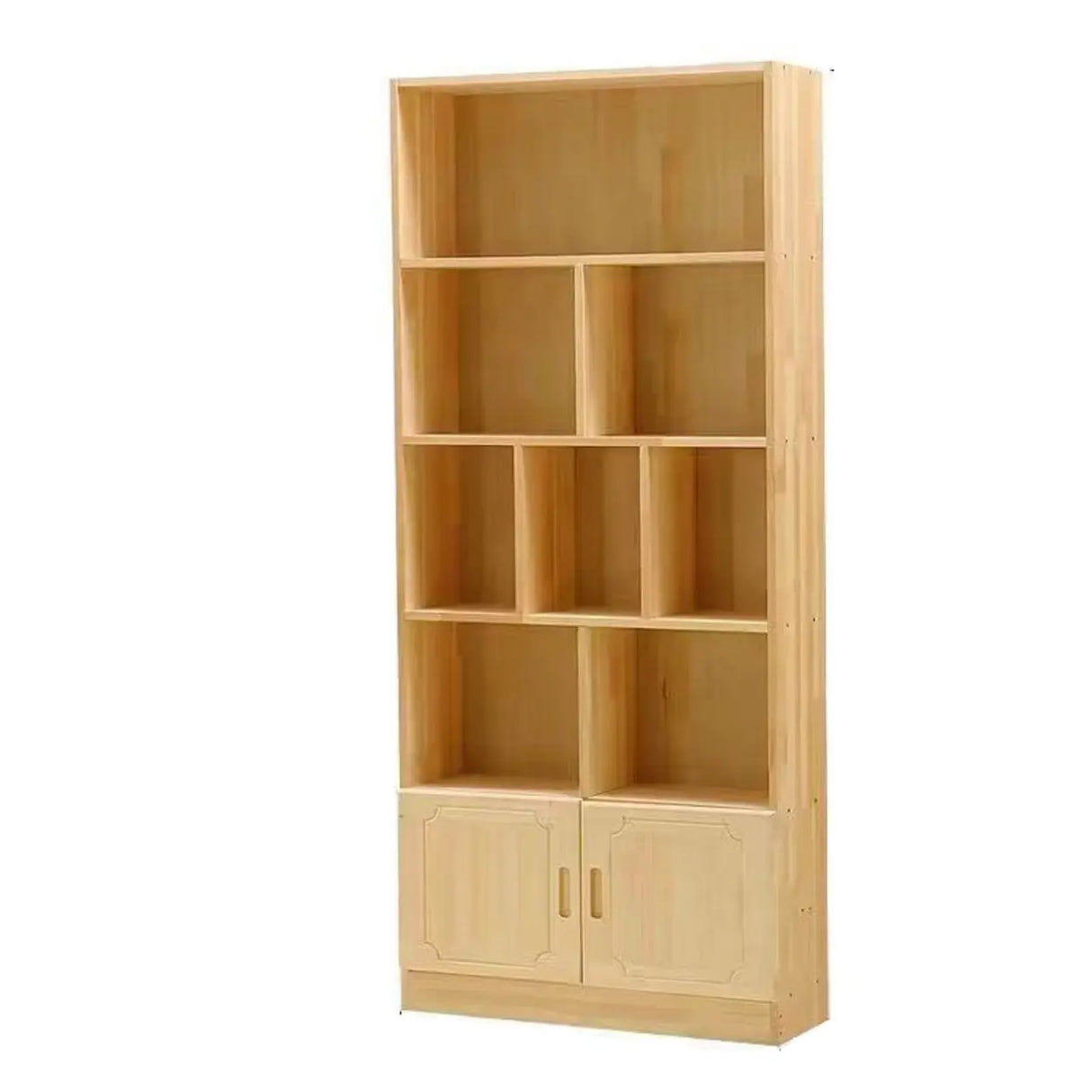 Rustic Natural Wood Vertical Pine Barrister Bookcases Image - 8